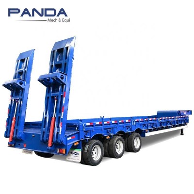 Panda 3 Axle 50t Double Drop Deck Semi Trailer Solid Low Boy Truck And Trailer For Sale